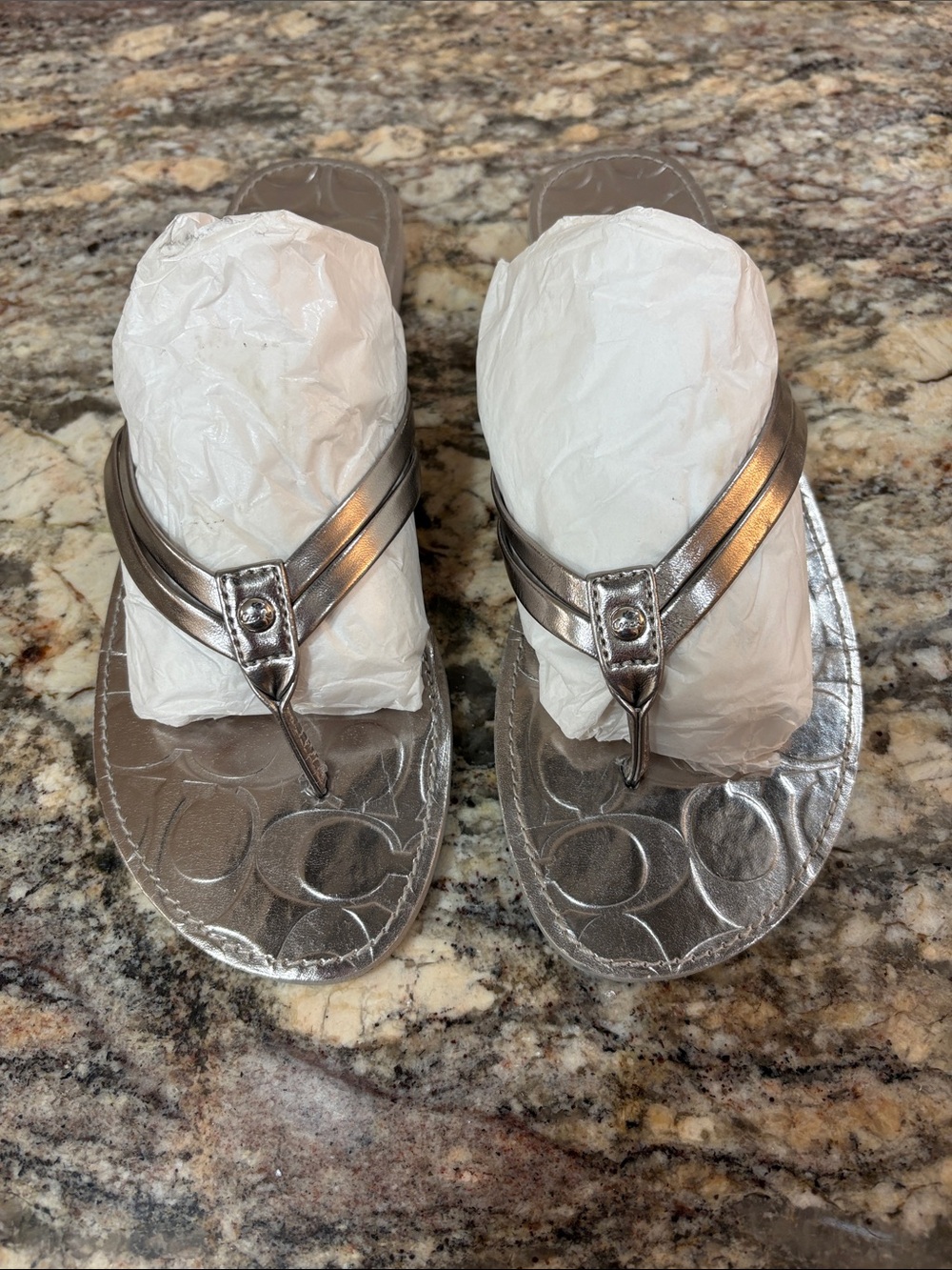 Coach Metallic Silver Women’s Thong Sandals